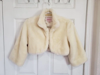 Jaqueta Xhilaration bege/branco pele sintética meninas tamanho M macia quente fofa!! - Imagem 1 de 4