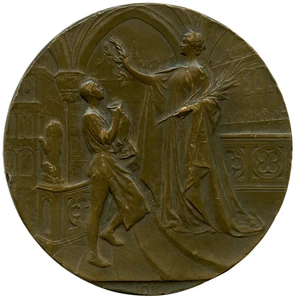 BELGIEN 1910 BRÜSSEL UNIVERSALAUSSTELLUNG BRONZE MEDAILLE 70MM 125G - Bild 1 von 4