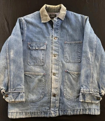 Sears 70s Men's Denim Barn Chore Coat, Large, Blanket Lined, Union Made - Image 1 of 4