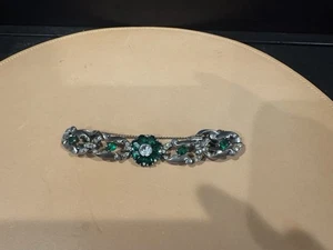 Bracciale in oro 14 kt pieno di pietre verdi e bianche 7" - Foto 1 di 6