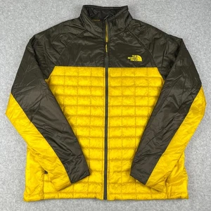 North Face Thermoball Jacket Insulated Puffer Zip Large Yellow Black Primaloft - Picture 1 of 9