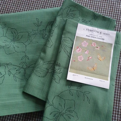 Respaldos de silla FAIRISTYTCH vintage, funda de sofá VERDE estampado bordado flor 1377 Foto 1 de 4
