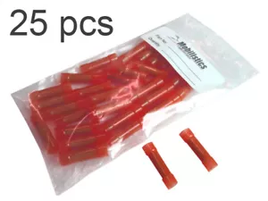 Red 22-18 Nylon See Thru Butt Splice Connector QTY25 - Bild 1 von 1