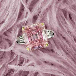 5,50 ct natürlicher rosa Saphir Diamant Verlobungsring 18 K massives Weißgold - Bild 1 von 8