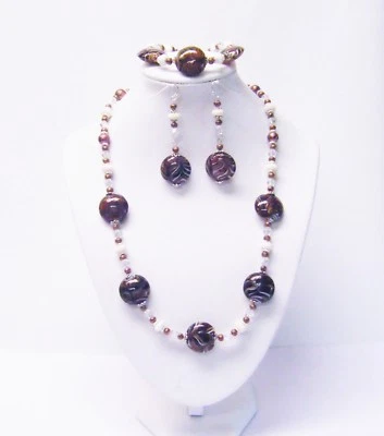 Grueso Marrón Remolino Disco Vidrio Lámpara Trabajo Cuentas Collar/Pulsera/Pendientes  Foto 1 de 4