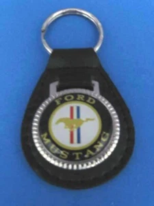 FORD MUSTANG AUTO LEATHER KEYCHAIN KEY CHAIN RING FOB #022 WHITE - Picture 1 of 1