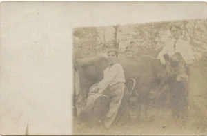 Luray VA * Milking Cow RPPC c1908  David Printz?  Postage Due Stamp - Picture 1 of 2