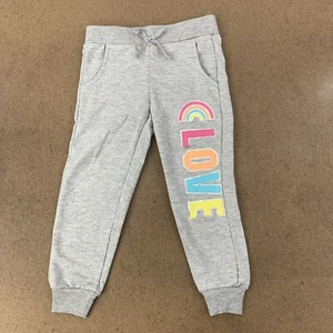 Colette Lilly Little Girls Size Small (4) Heather Gray LOVE Graphic Joggers - Picture 1 of 5