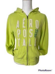 Aeropostale Long Sleeve Full Zip Hoodie w Pockets Lime Green Youth Size L - Picture 1 of 9