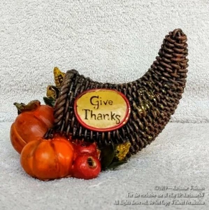NEW THANKSGIVING FALL TABLE MANTEL DECORATION HARVEST CORNUCOPIA GIVE THANKS - Picture 1 of 2