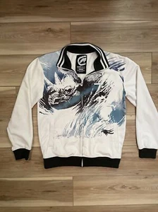 Ecko Unltd Men's Jacket White Blue Full-Zip Track Jacket Medium, VTG Style Print - Picture 1 of 5