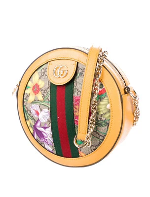 Auténtico NUEVO CON ETIQUETAS GUCCI Ophidia Mini Redondo GG Supreme Flora Mochila Bolso Floral Nuevo Foto 1 de 4