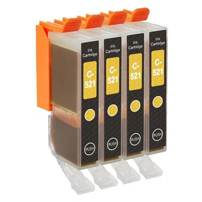 4 Yellow Ink Cartridges to replace Canon CLI-521Y Compatible for PIXMA - Image 1 of 4