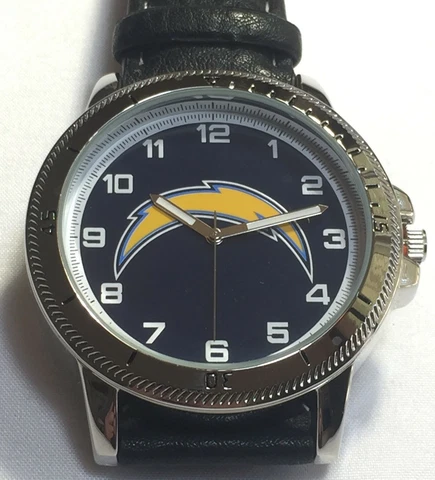 New Los Angeles Chargers Sparo Classic Men's Sports Watch Black Leather Band Cover