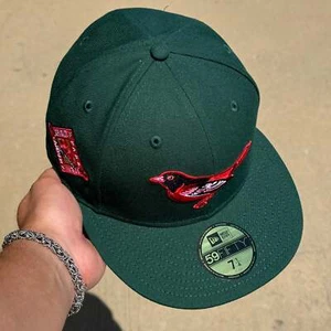 Green Baltimore Orioles 25th Anniversary 59fifty New Era Fitted Hat Cap - Picture 1 of 6