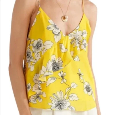 Top Alice + Olivia Mujer Amarillo Floral Seda Satén Camisola Correa Espagueti Talla L Foto 1 de 4