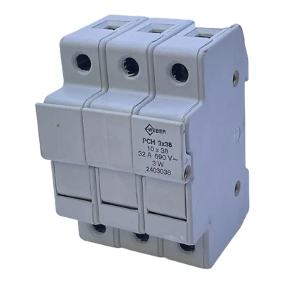 Weber PCH 3x38 Fuse Holder 2403038 690V 32A 3W Holder - Image 1 of 4