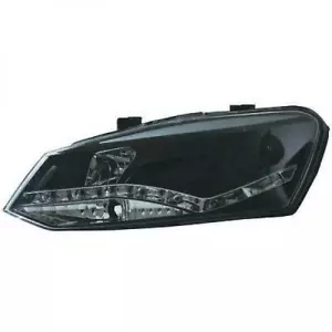 LHD Projector Headlights Pair LED Dragon DRL Lights Black VW Polo 6R 2009-14 - Picture 1 of 3
