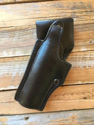 Vintage Tex Shoemaker Leather Lined Holster For Colt Commander Black Brown - Image 1 of 2