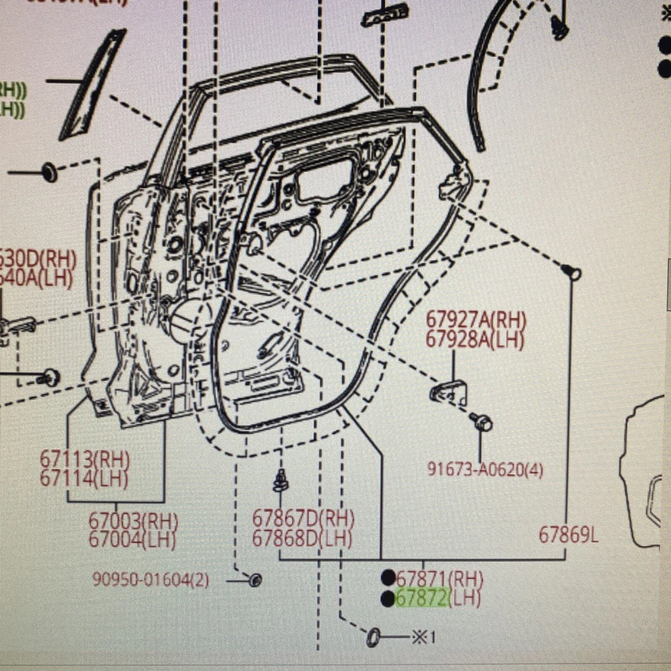 Lexus NX200t NX300 NX300h 2015-2021 puerta trasera izquierda resistente al clima 6787278010 Foto 1 de 3