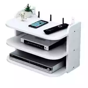 Wall-Mounted WiFi Router Shelf, Hidden Cable Organizer for Power Strip & TV Box - Picture 1 of 9