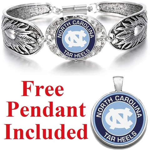 North Carolina Tar Heels Blue Women Sterling Silver Bracelet Jewelry Gift D3 Cover