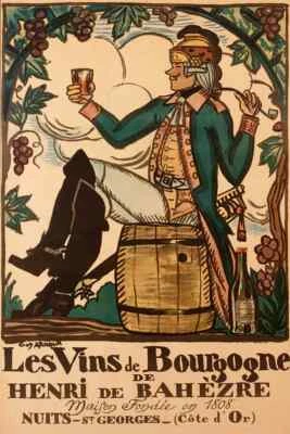 Póster de vino francés vintage arte de cata de vinos de Borgoña arte clásico de pared de viñedo Foto 1 de 4