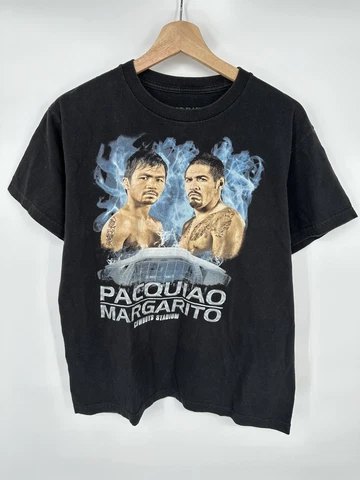 Vintage Boxing T-Shirt Manny Pacquiao vs Antonio Margarito USA Made Black Size M Cover