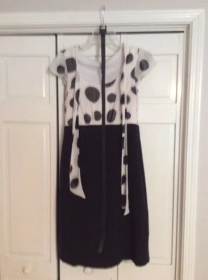 Vestido Sangría Mujer Talla 8 Negro Blanco Cremallera Lateral Corbata Frontal Foto 1 de 3