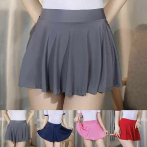 Women Sexy High Waist A-line Skater Mini Skirt Pleated Short School Skirts Dress - Picture 1 of 13