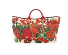 DOLCE & GABBANA Red Geranium Cotton Capri Handbag Tote Shoulder Top Handle Bag