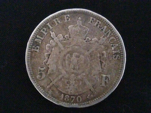 1870 5 Franc Coin - Picture 1 of 2