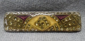 Art Deco Stabnadel/Brosche Emaille & Strass, Posaunenverschluss - Bild 1 von 4