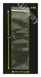 3" x 10" Set Reclosable Resealable Zip Top Lock Clear Plastic 3x10 Bags 4 MiL - Picture 1 of 4