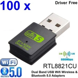 20/100 x 2in1 AC600 Mini USB WiFi + Bluetooth 5.0 Adapter Dual Band 2.4G & 5.8G - Picture 1 of 13