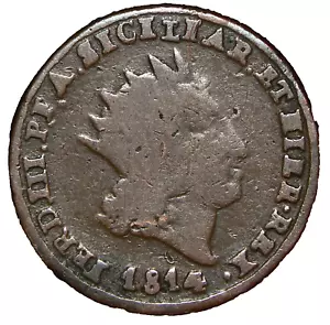 1814 Italian States Sicily 2 Grani KM249 #19959 - Picture 1 of 4