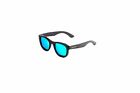 Exuma Black Wooden Frame Floating Polarized Sunglasses w/ Blue Lenses