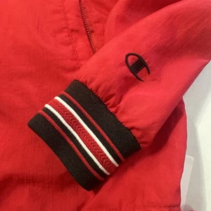 Vintage Champion Red Quarter Zip Nylon Windbreaker Size Medium - Picture 1 of 14