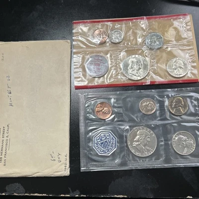 1962 US Mint Set GEM BU/UNC  10 Coin P & D 90% Silver- Envelope - $1.70 Face - Image 1 of 4