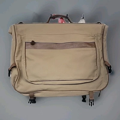 Ford Eddie Bauer Khaki Canvas Folding Garment Travel Suit Bag Luggage USA Made - Image 1 of 4