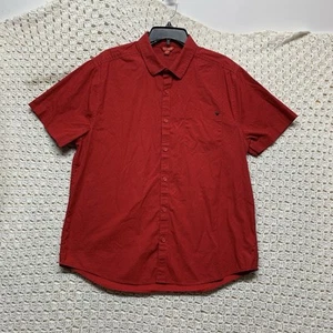 Guess  Shirt Mens XL Red Geometric Button Up Short Sleeve Casual - Picture 1 of 9