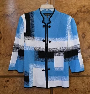 MING WANG ~ WOMENS MULTI COLOR KNIT CARDIGAN SWEATER ~ LARGE - Picture 1 of 5