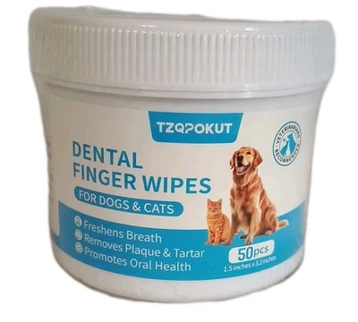 PET Dental Finger Wipes for Cats and Dogs 50 pc Free Shipping!!  - Image 1 of 4