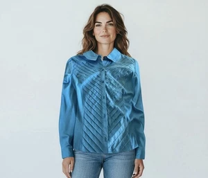 Blusa azul con botones Zac & Rachel para mujer ~ talla L ~ ¡Nueva! - Imagen 1 de 8