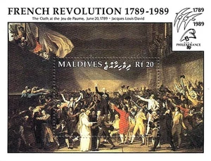 ✯ MALDIVES 1989 ✯ FRENCH REVOLUTION S/S MNH DAVID's PAINTING - Picture 1 of 1