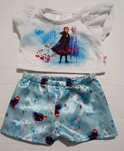 Build A Bear Disney Frozen Anna Elsa Pyjama Schlafanzug Kleidung Schlafset Shirt Shorts - Bild 1 von 6
