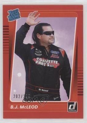2022 Panini Donruss NASCAR Rated Rookie Red /299 BJ McLeod #26 Rookie RC - Image 1 of 2
