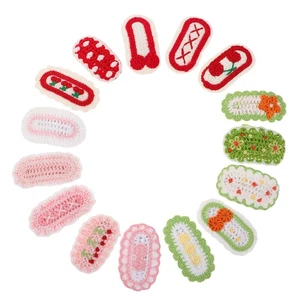 Pinzas para el cabello a presión de flores tejidas hechas a mano 15 piezas lindas pasadores crochet florales - Imagen 1 de 12