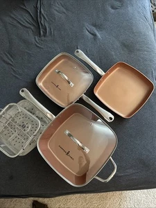 Copper Chef 3 Stück Quadratisch Bratpfannenset Kochgeschirr Antihaft 11” 2 9,5” - Bild 1 von 9