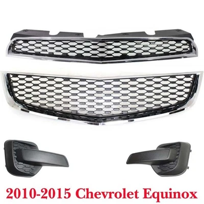 New Grille Assembly + Fog Covers For 10-2015 Chevrolet Equinox Upper & Lower 4Pc Foto 1 de 4